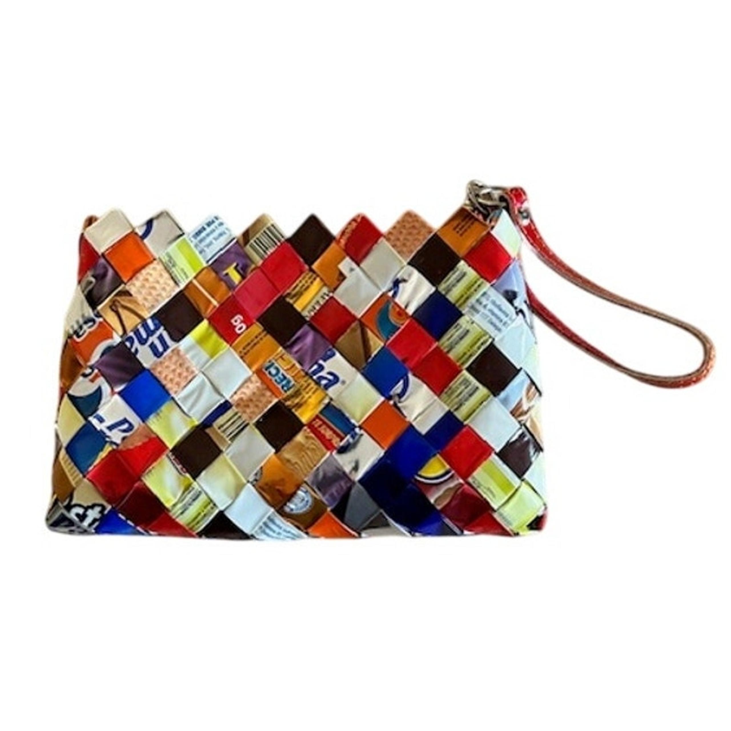 Nahui Ollin Candy Wrapper Clutch Wristlet – Multicolor Eco-Friendly Purse
