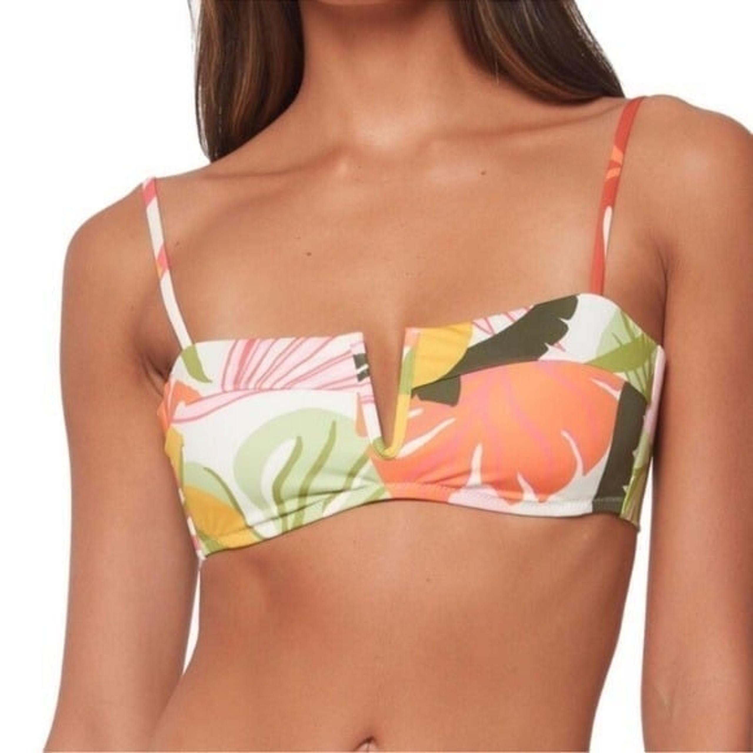 NWT Sanctuary Tropical V Wire Bikini Removable Pads Swim Top Size L