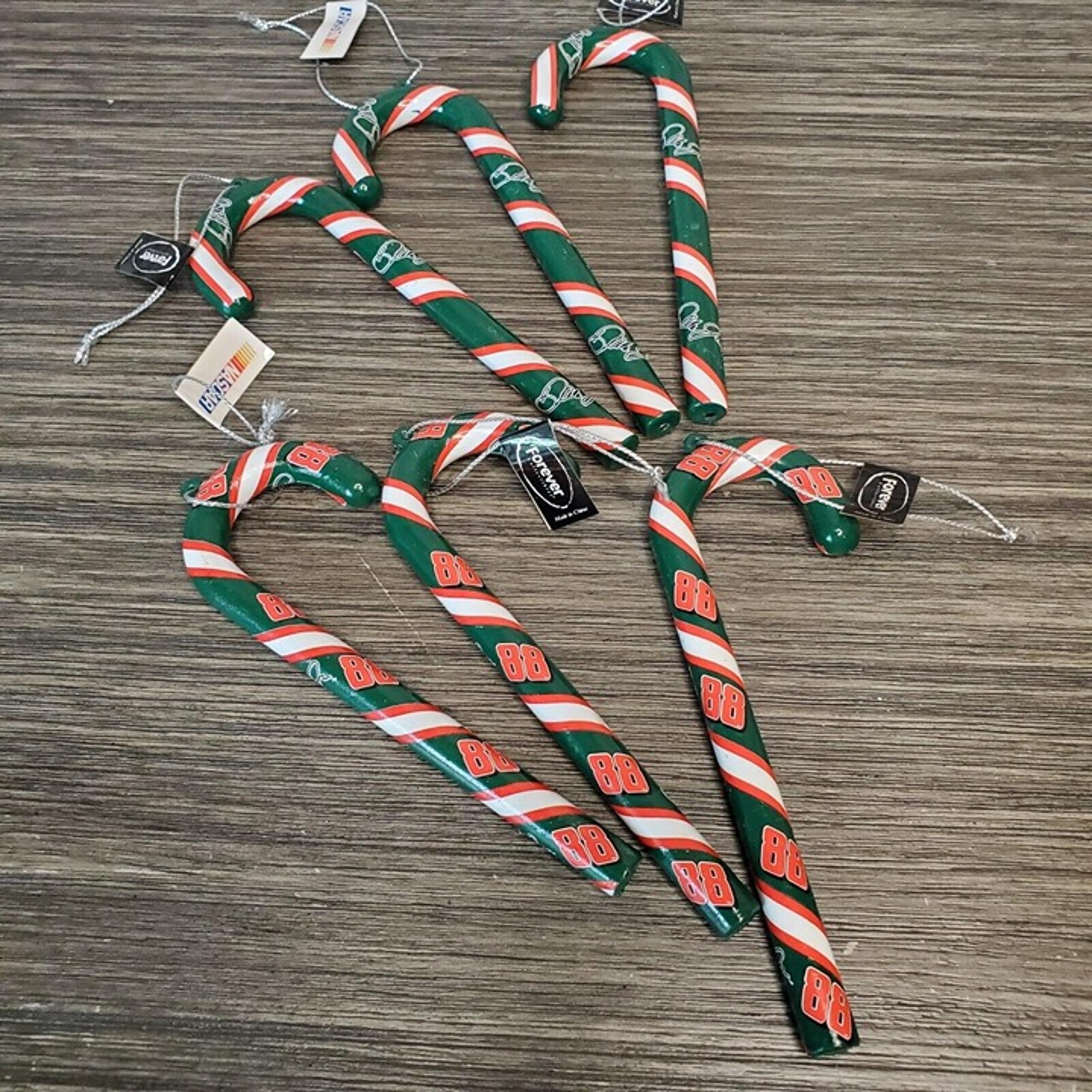 Dale Earnhardt Jr. #88 NASCAR Striped Candy Cane Ornaments Set Of 6