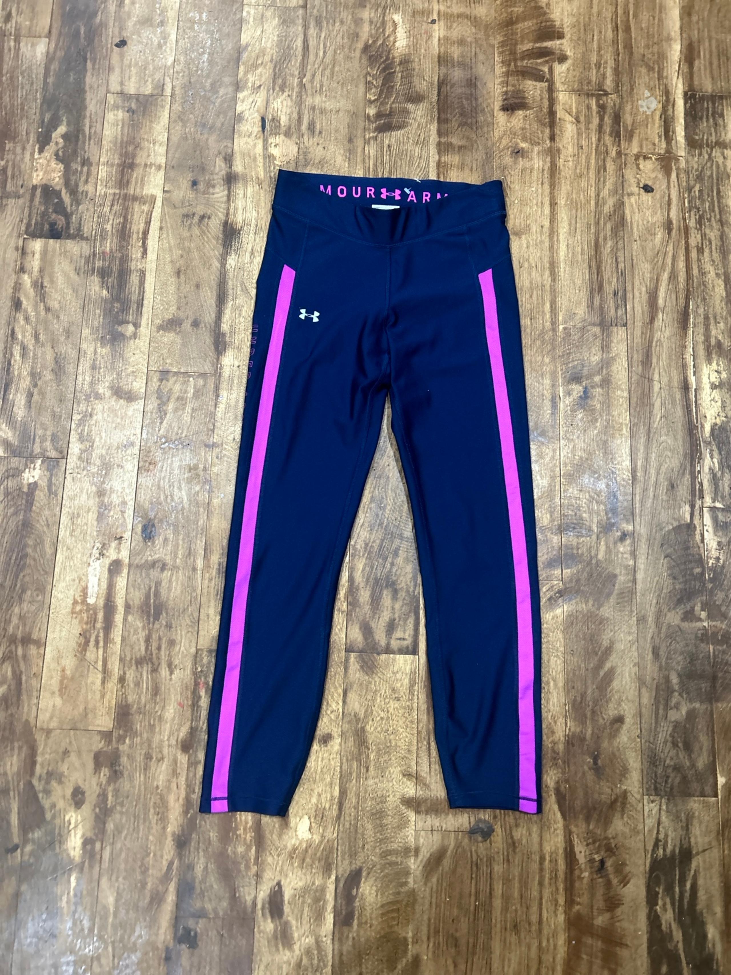 Under Armour Navy Blue Pink Athletic Fitness Legging Ankle Pants Womens S