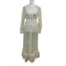Vintage 70s Sheer Lace-Trim Robe Dressing Gown Long Sleeve Yellow size Medium