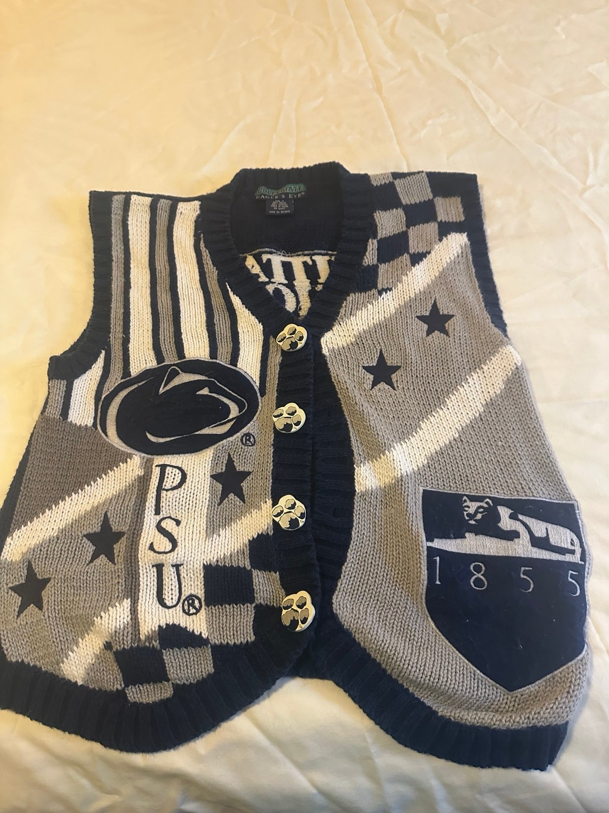 Women’s Vintage Penn State University Knit Sweater Vest With Buttons