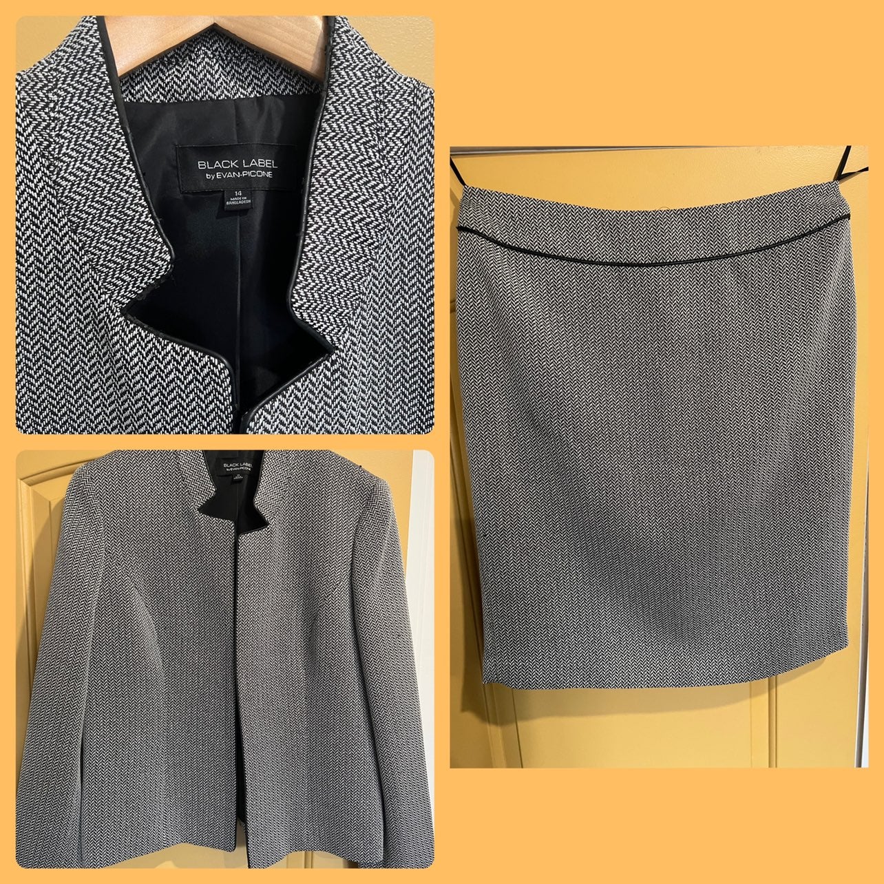Herringbone Women 2 Piece Skirt Suit Set