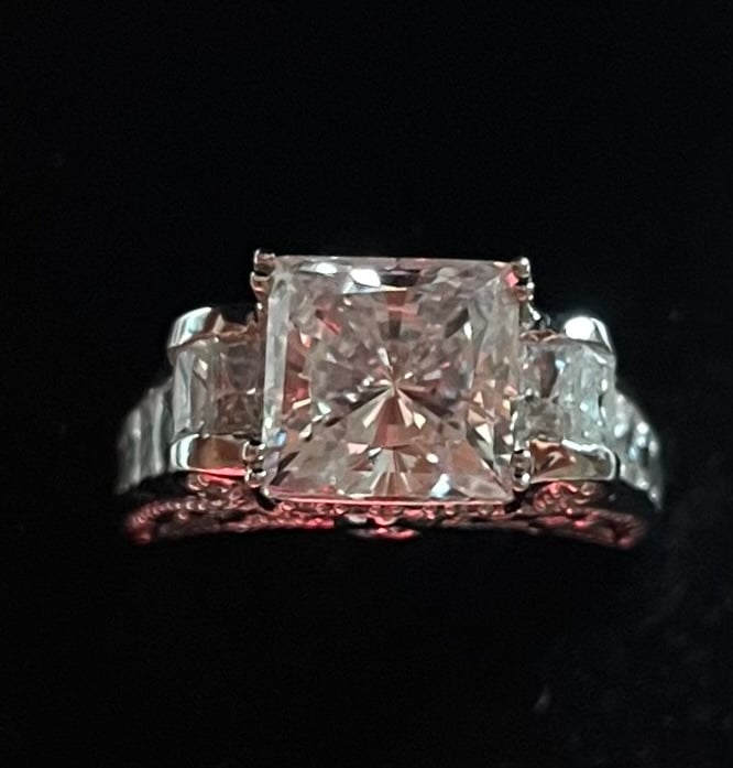 14K White Gold BIG CZ Bridal Ring