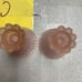 Set of 2 pink depression satin frosted glass candlestick holders