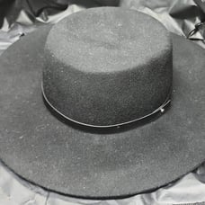 H&M Lg 58 Black Divided Fedora 100% Wool Hat 15in Length, 4in Tall, 23in Circ