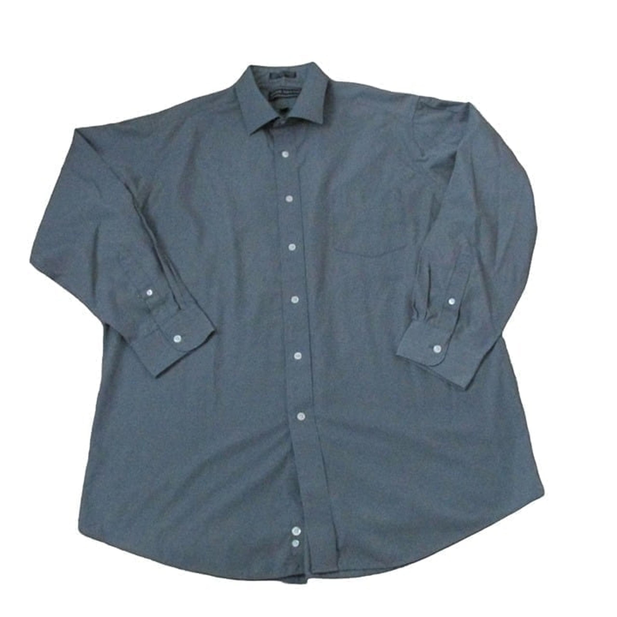 David Taylor Button Front Dress Shirt Mens 17.5 34/35 Gray Long Sleeve Collared
