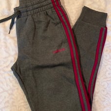 Adidas Women Small Joggers Grey/power Berry Stripe, New With Tags