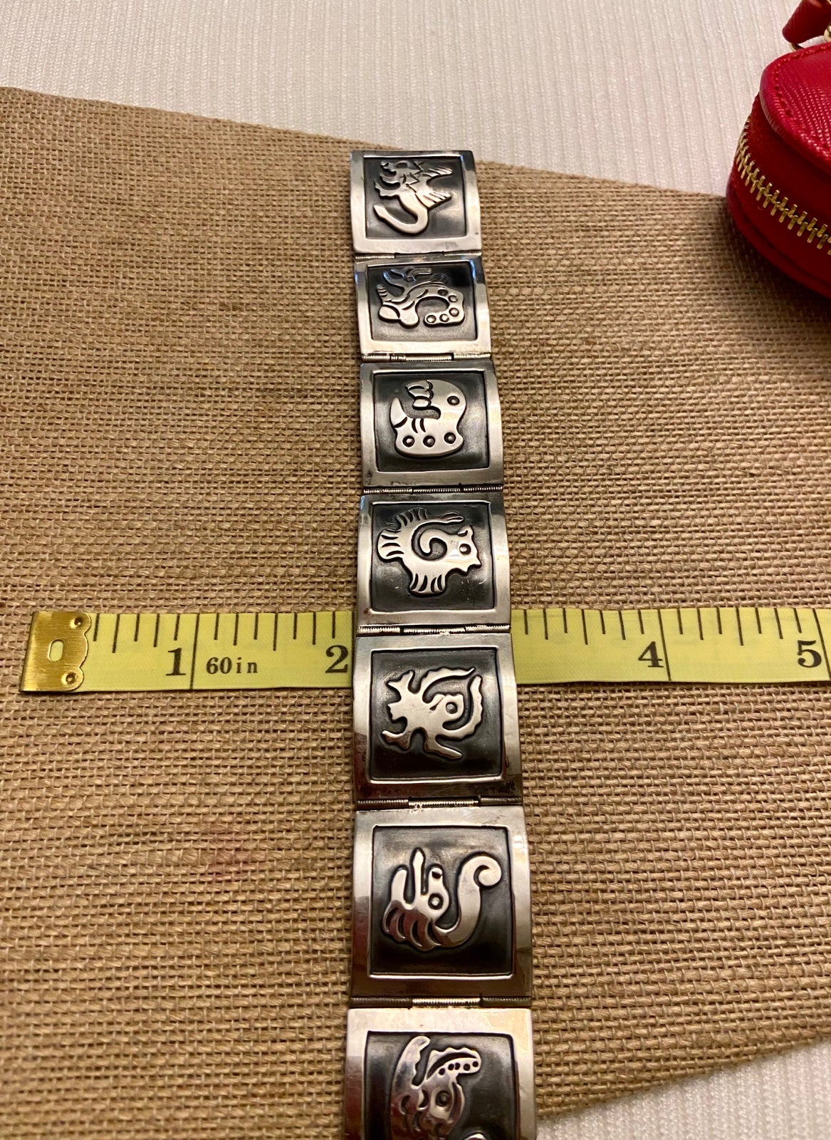 Unique Vintage Mexican Sterling Silver Link Bracelet