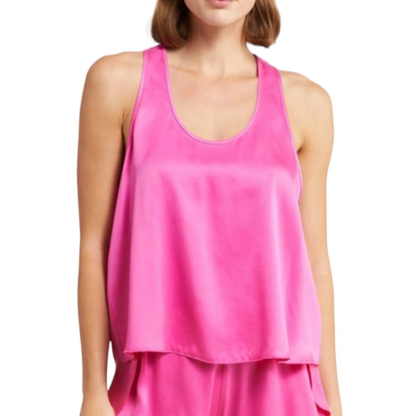 Lunya Good In Bed Hot Pink Racerback Washable Silk Tank Top