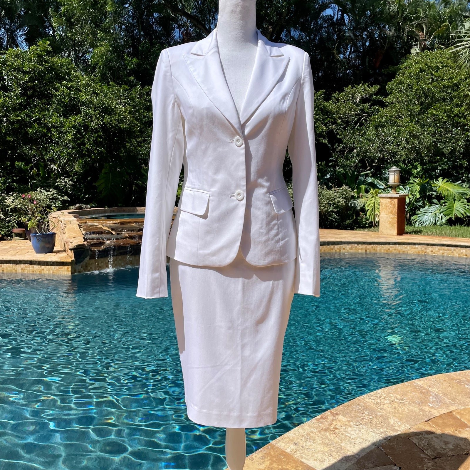 EUC! Custom Made White Skirt Suit