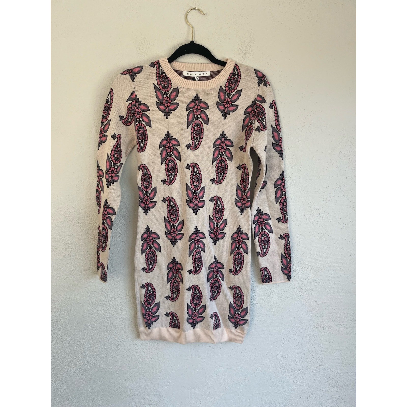 Anthropologie English Factory Woman Long Sleeve Round Neck Sweater Dress, Size M