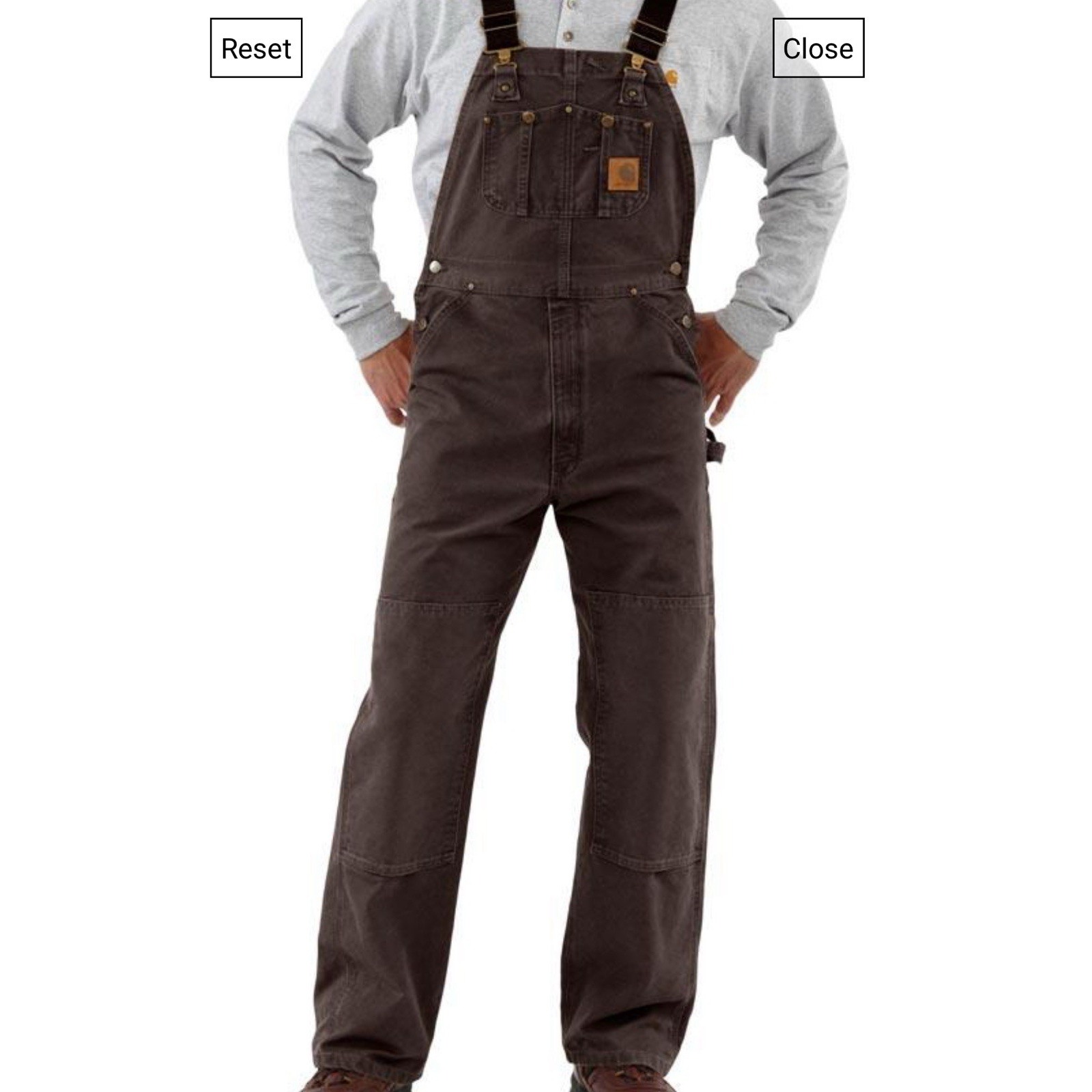 New CARHARTT Men's Overalls Bib R06 DKB Workwear Canvas Brown Double Knee 44x32