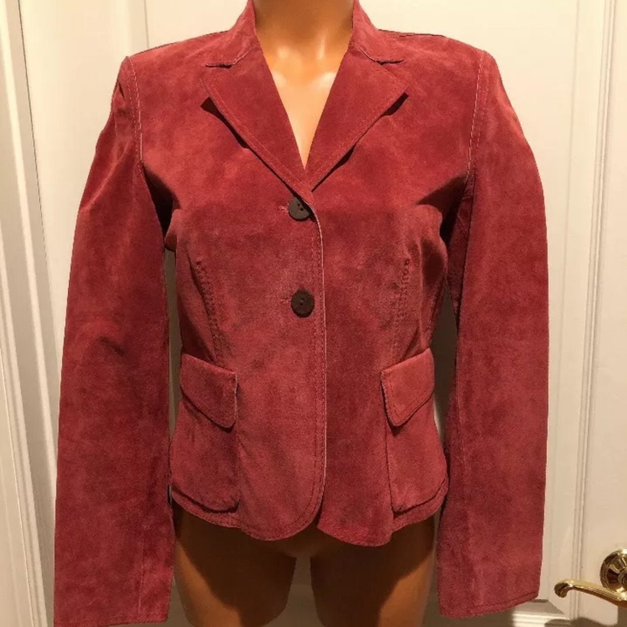 ANNE KLEIN Red Suede Blazer Jacket PS