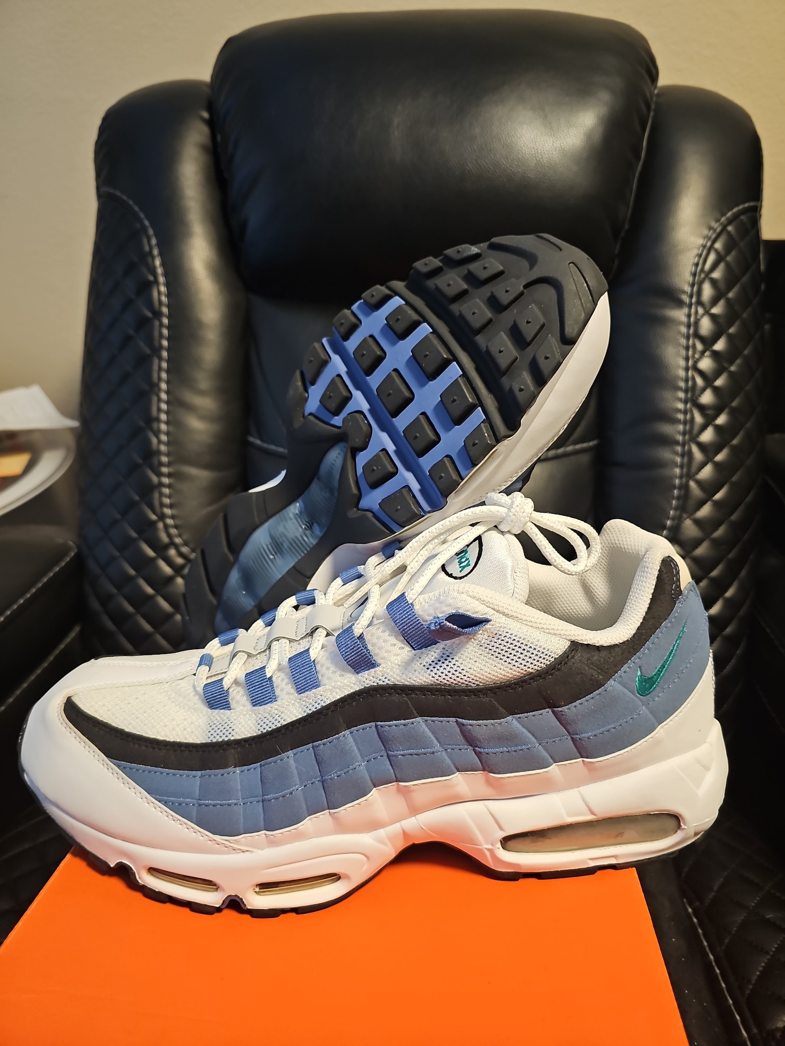 Nike Air Max 95 White/new green-slate size 14 new with box