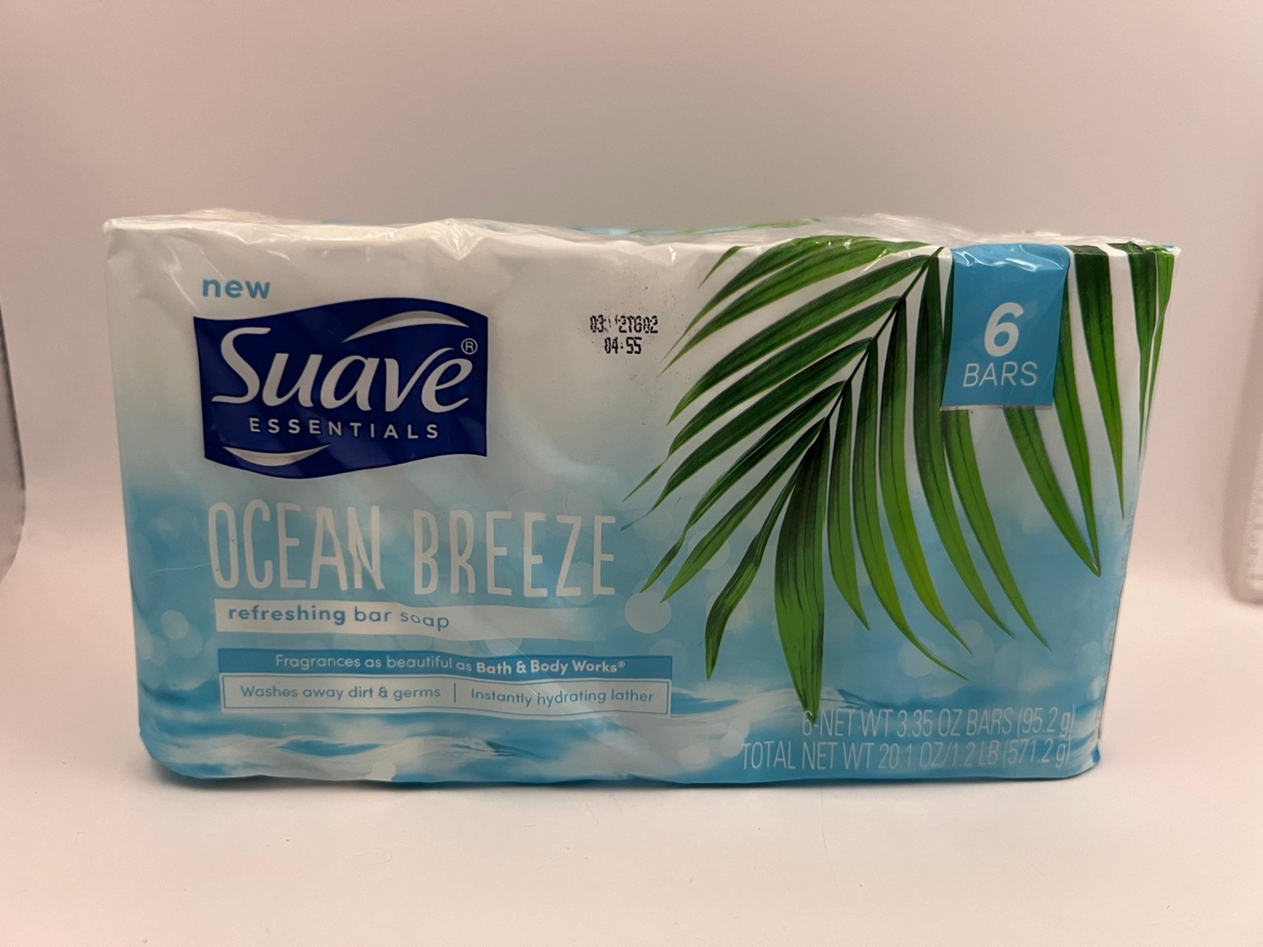 Ocean Breeze Refreshing 6 Soap Bars Instantly Hydrating Lather Suave Essentials