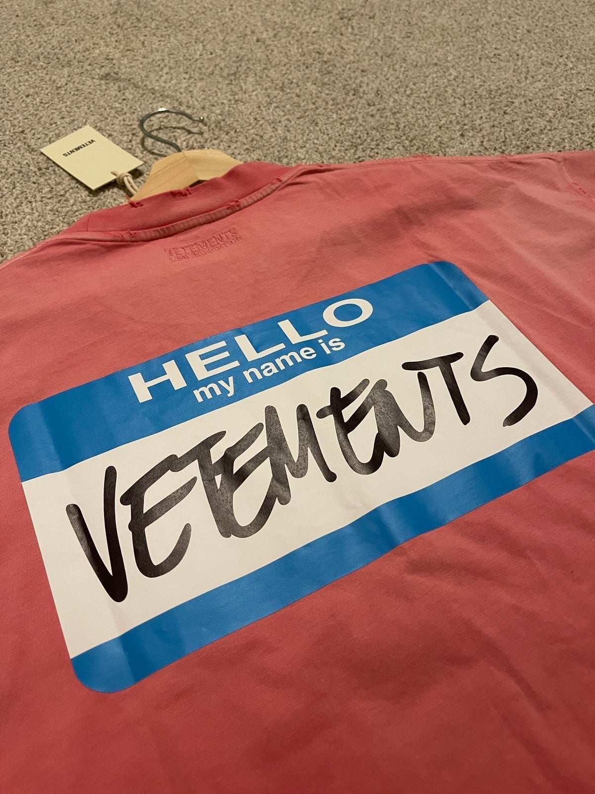Vetements My Name Is Washed T Shirt Pink