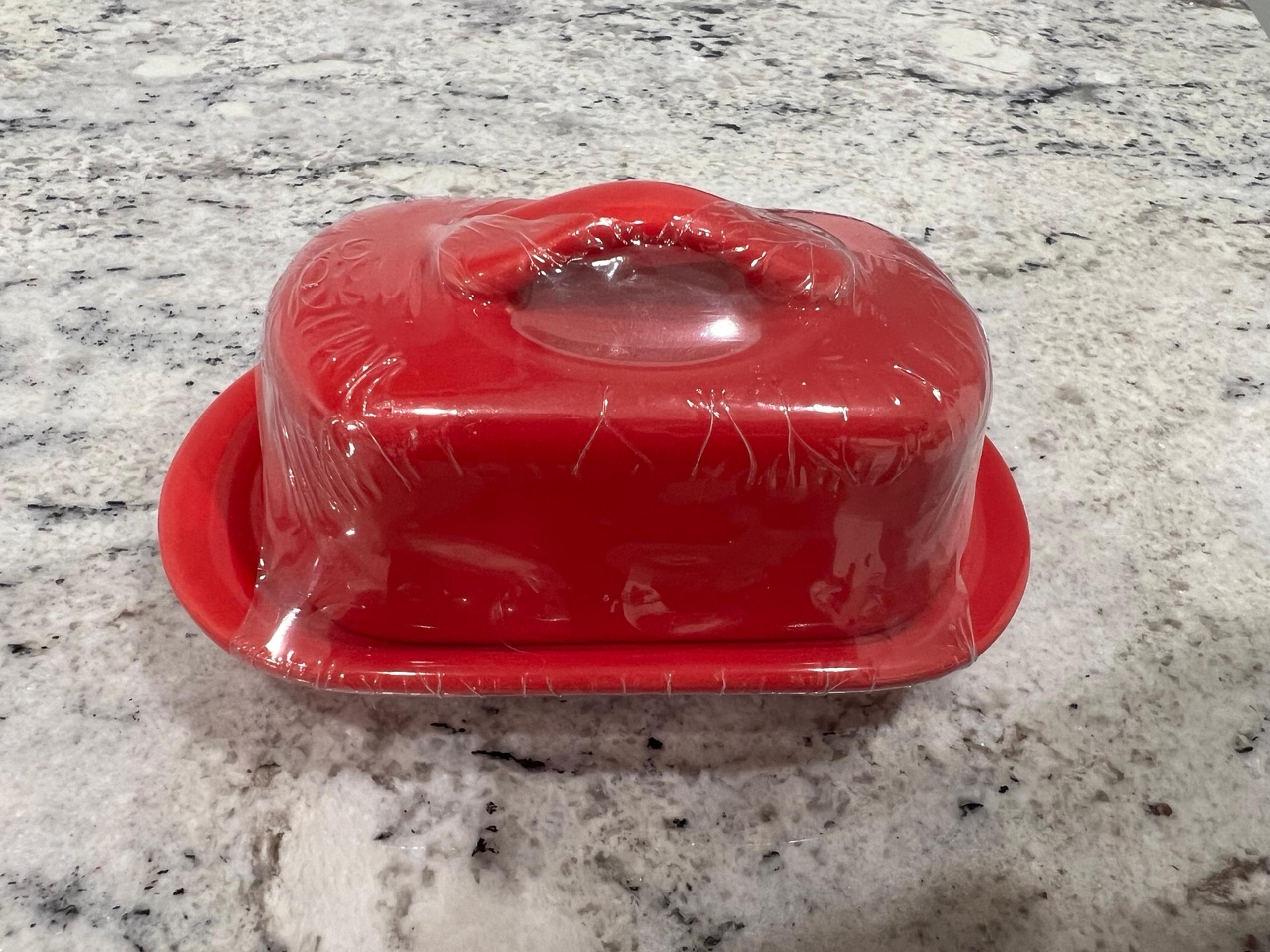 Chantal Red Miniature Ceramic 1/2 Stick Covered Butter Dish