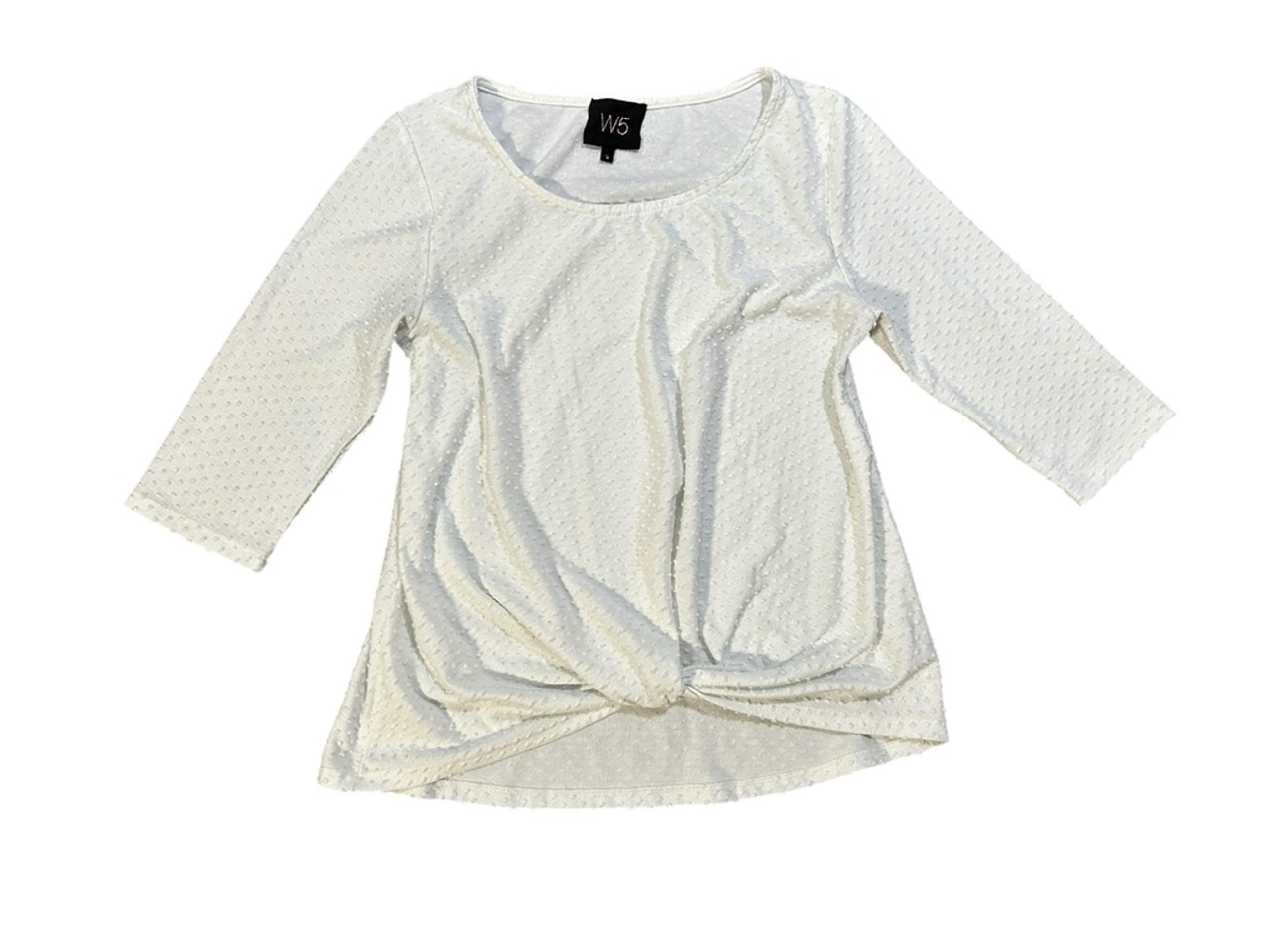 Anthropologie W5 Swiss Dot Too Size S White 3/4 Sleeve