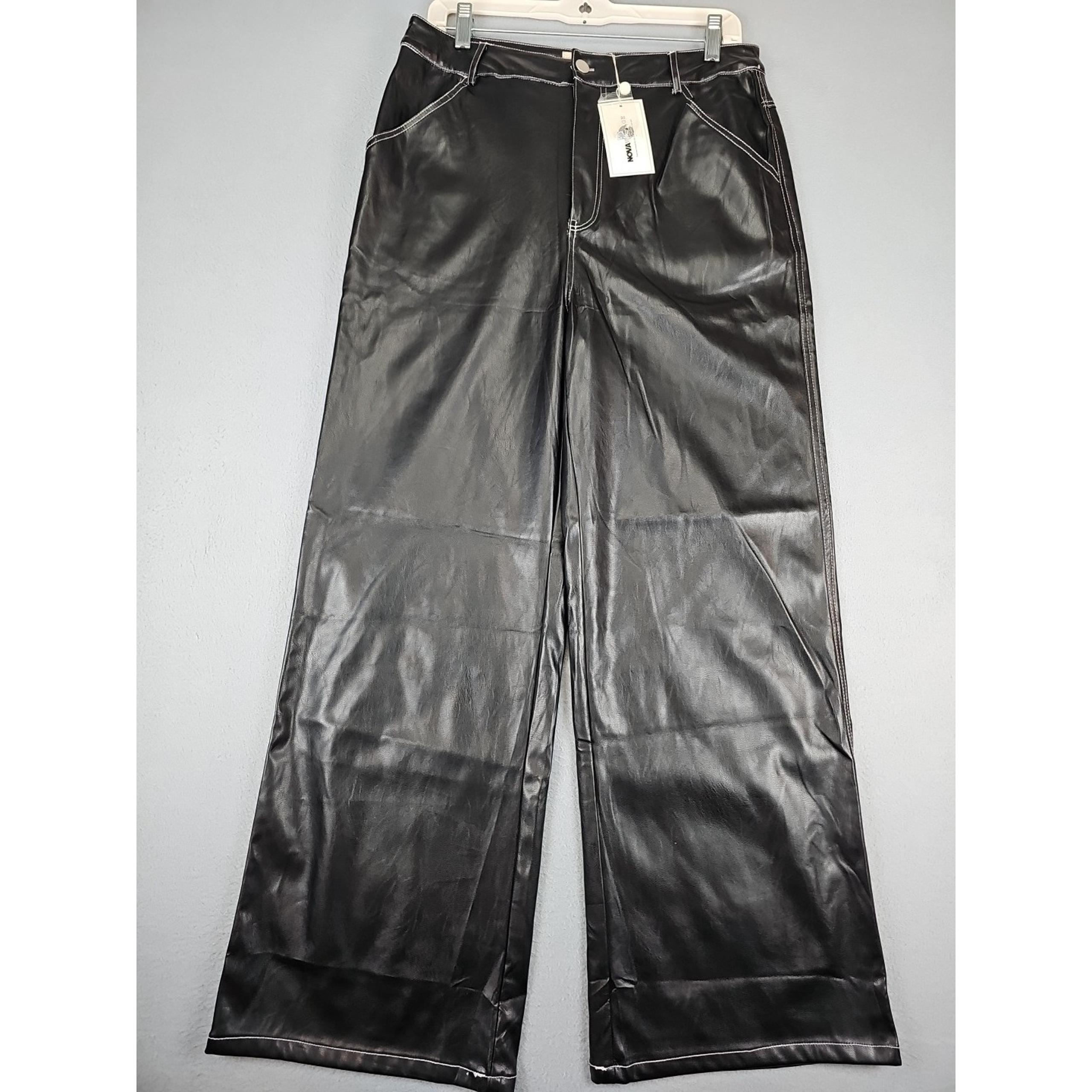 Fashion Nova Vintage Women's XL Eve Faux Leather Wide Leg Pants NWT