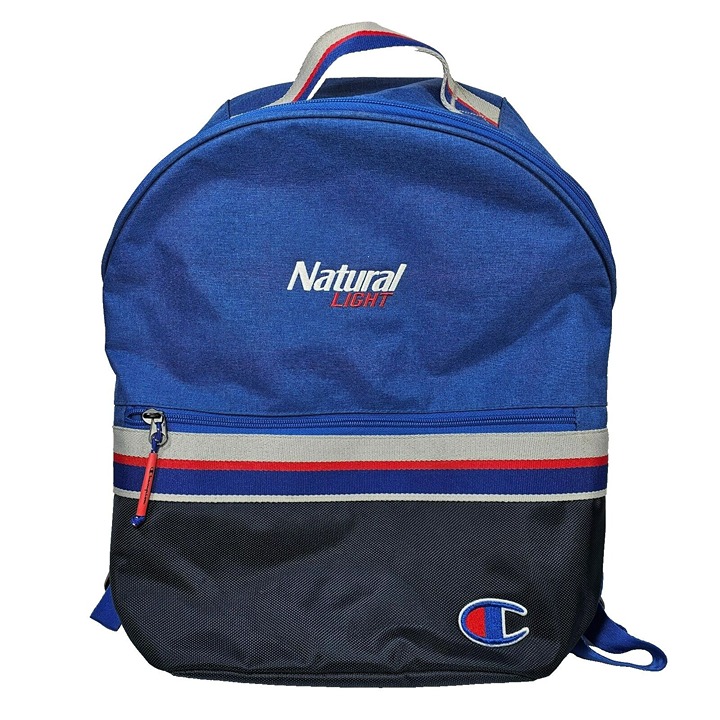 Champion Backpack Natural Light Beer Logo Blue Black Stripes 11x17 Travel Party
