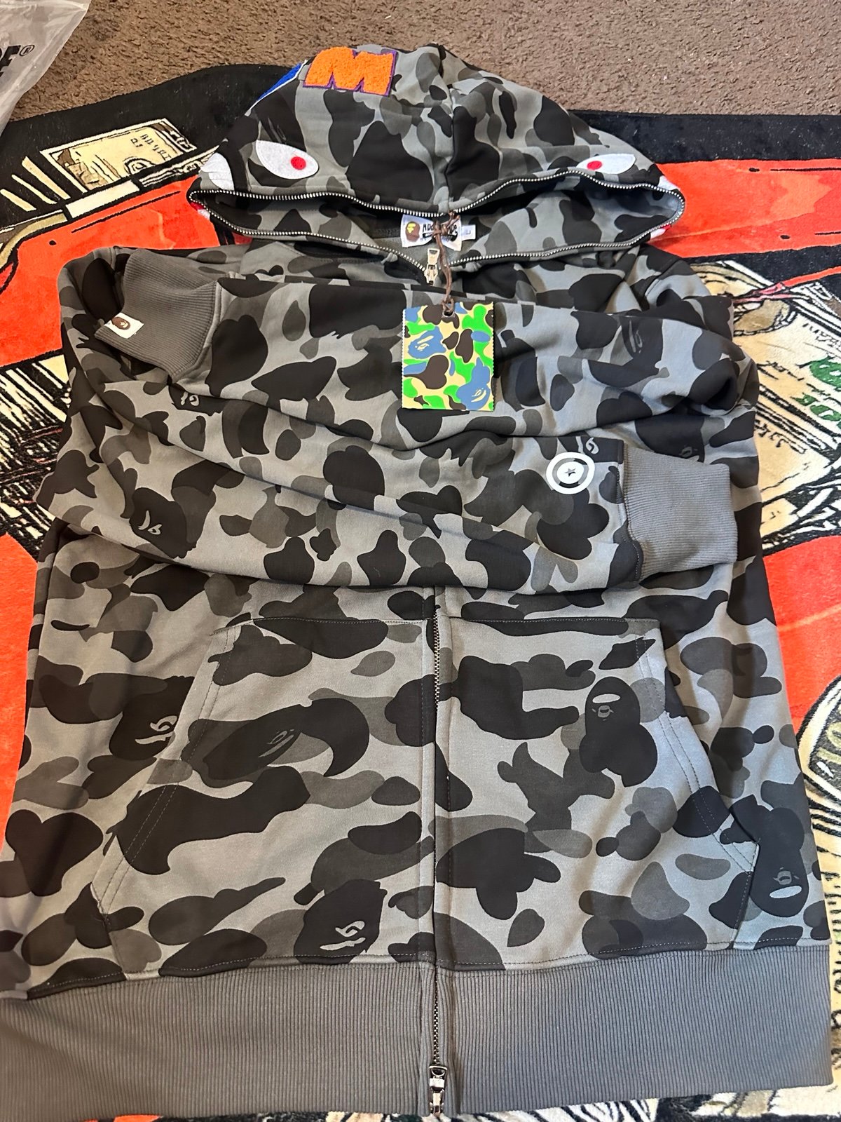 Vintage bape black and gray Sweater Size (L) Heavy Cotton