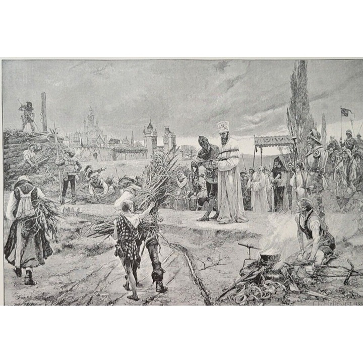 EXECUTION OF JAN HUSS Czech Religious Reformer Carl Gustaf Hellqvist 1894 Print