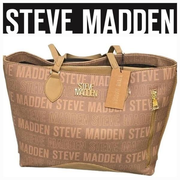 Steve Madden BLeah Logo Replay Tote Bag- Sand