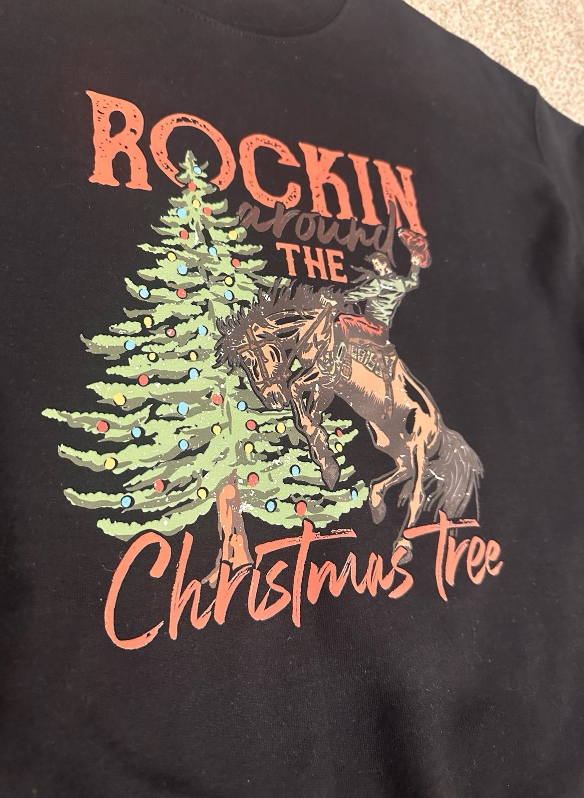 “ROCKIN THE CHRISTMAS TREE” Custom Large (8-10)Sweatshirt/BNWT/Fast Shipping