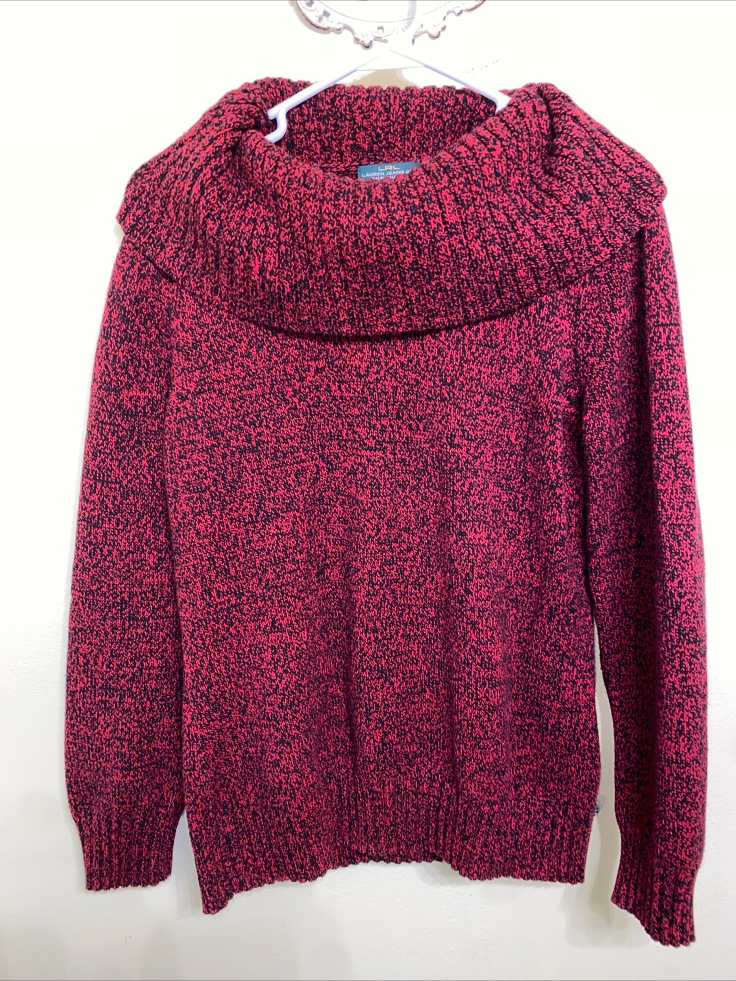 Ralph Lauren red knit cowl neck sweater. Womens size XL