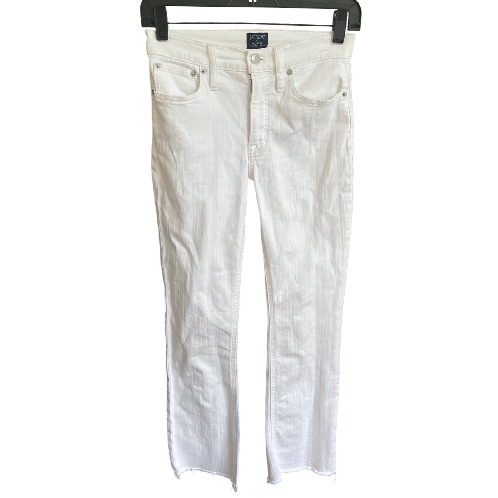 J. Crew White Mid Rise Flare Crop Cotton Denim Jeans 25