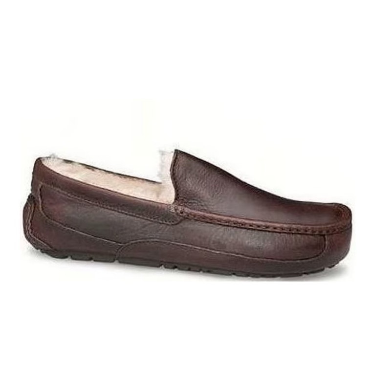 UGG Men's Full Grain Leather Ascot Brown Slipper, sz 8