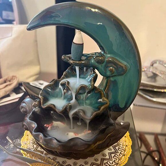 NEW Ceramic Hand-Made Incense Fountain Burner 100 Backflow Incense Cones