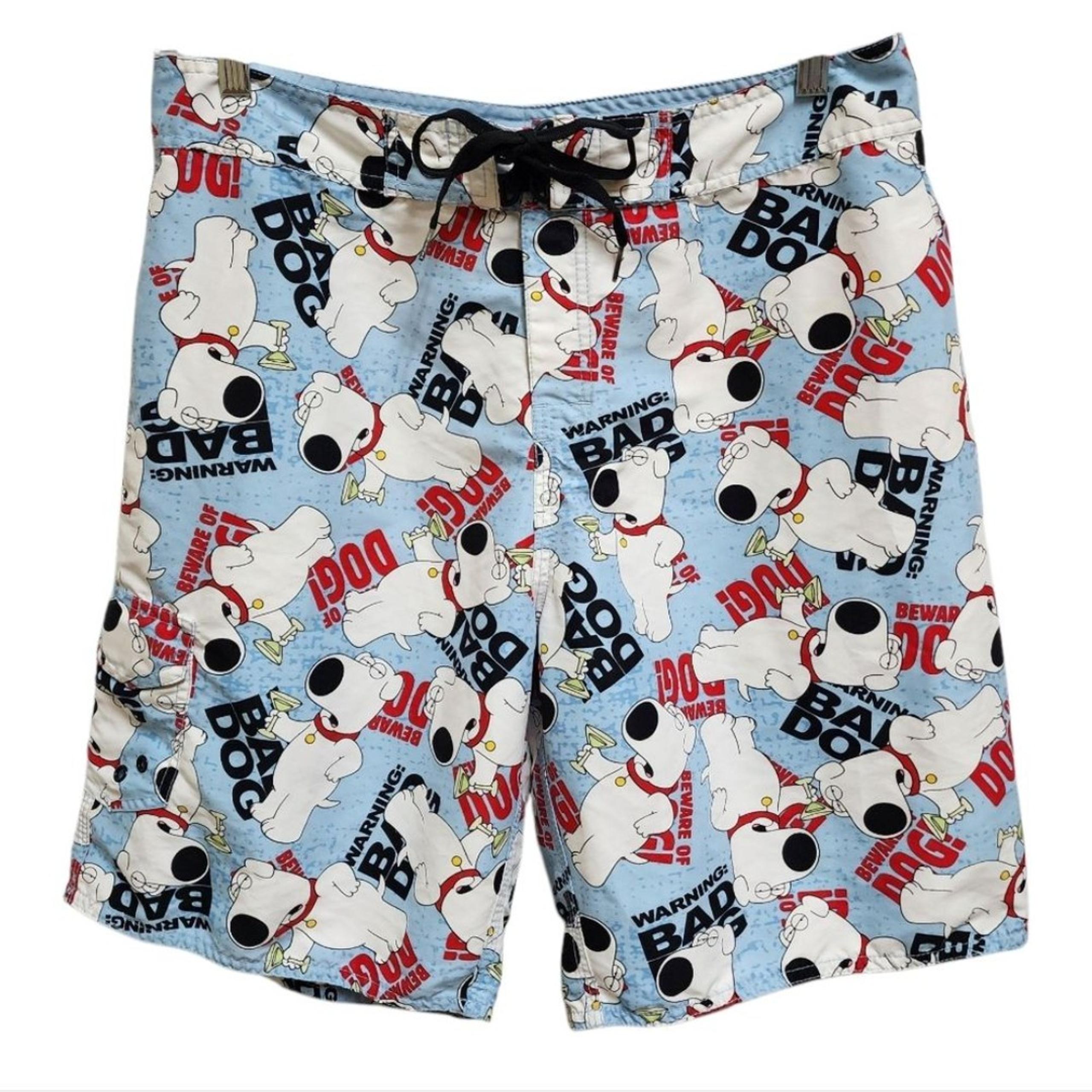 Family Guy Swim Trunk Board Shorts Mens 36 Blue Brian Griffin Dog Beach Pocket