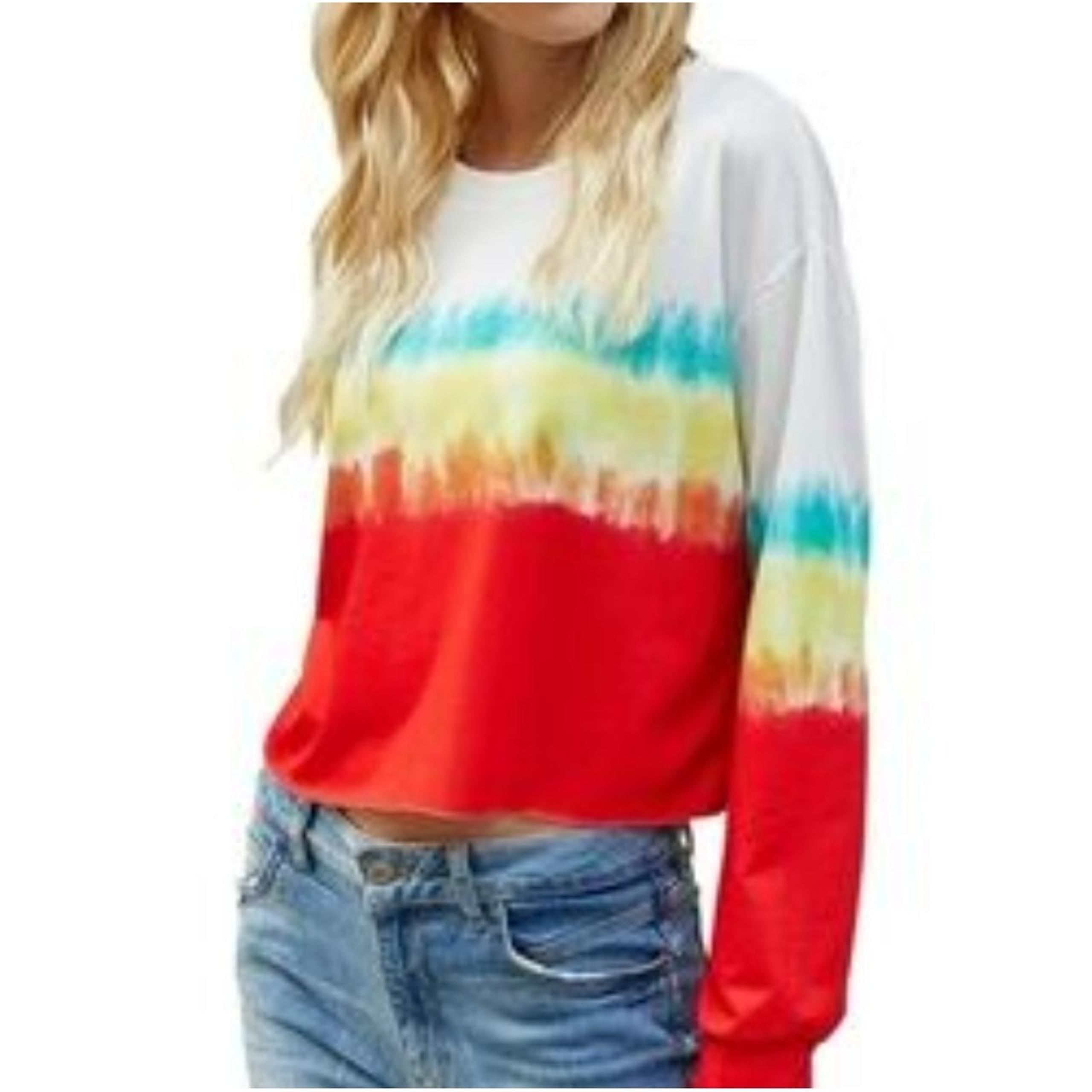 Daydreamer Tie Dye Cropped Sweatshirt Long Sleeve Casual Top Size S