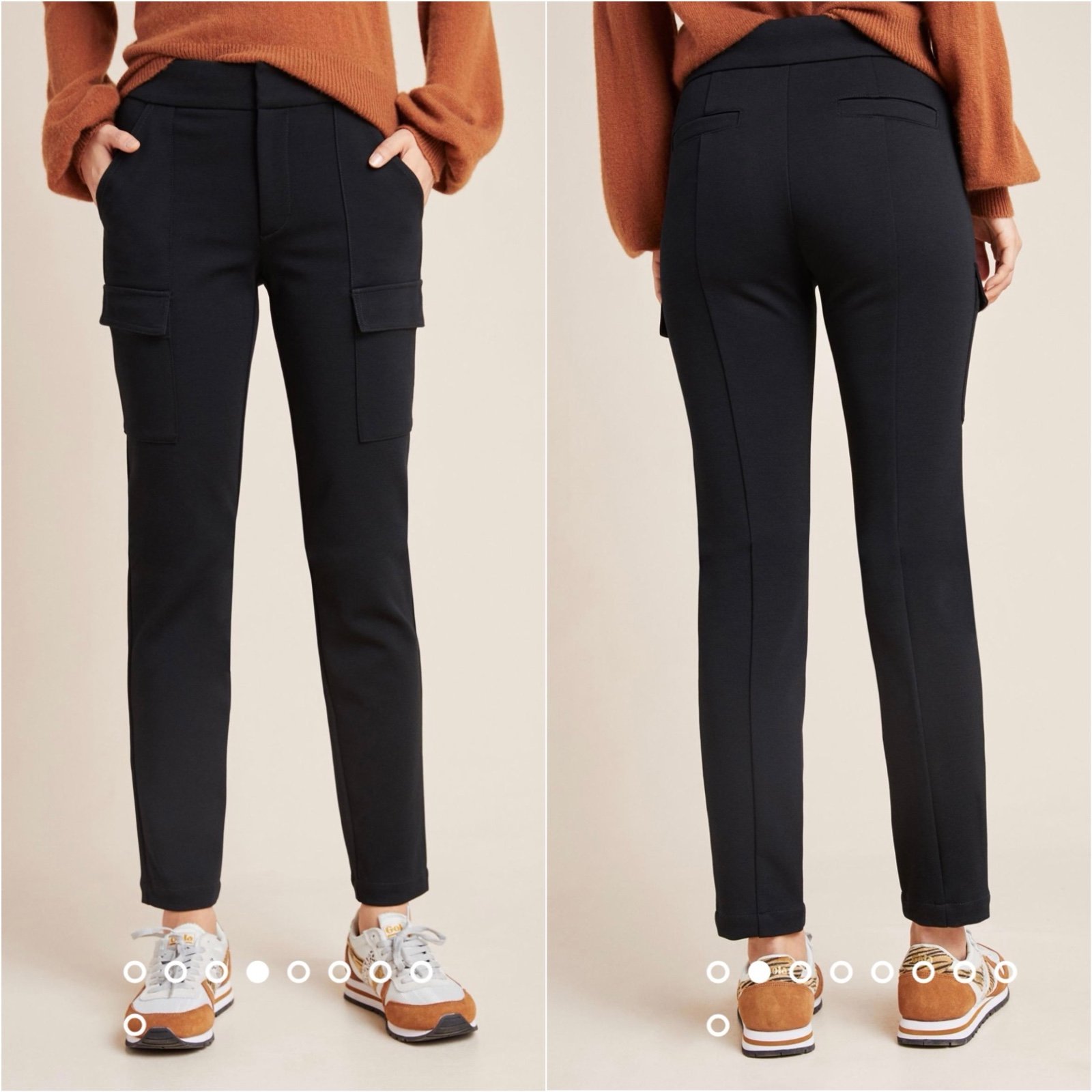 Anthropologie Trousers The Essential Slim Knit Cargo Pants Petite Black 4P NWT