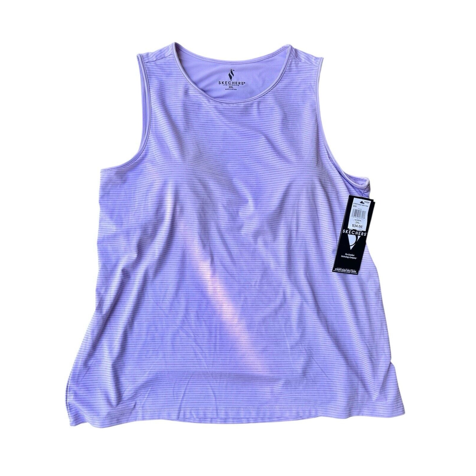 Skechers Stripe Shelf Bra Tank Light Purple Size 2xl