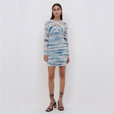 NWT Jonathan Simkhai Nica Bodycon Long Sleeve Mesh Mini Dress Size XS