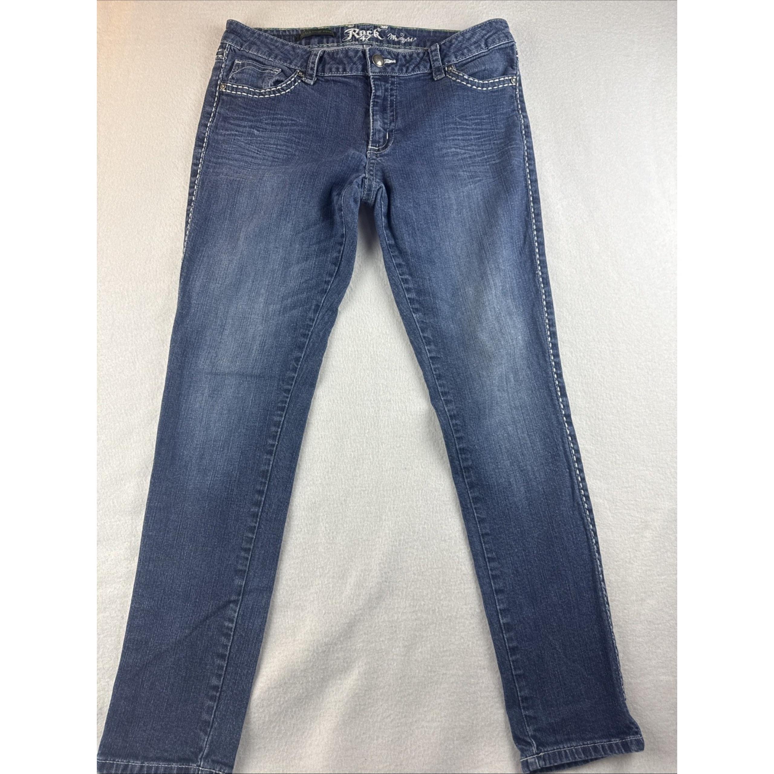 Rock 47 By Wrangler Ultra Low Rise Denim Blue Jeans Women's 7 - SEE PHOTOS
