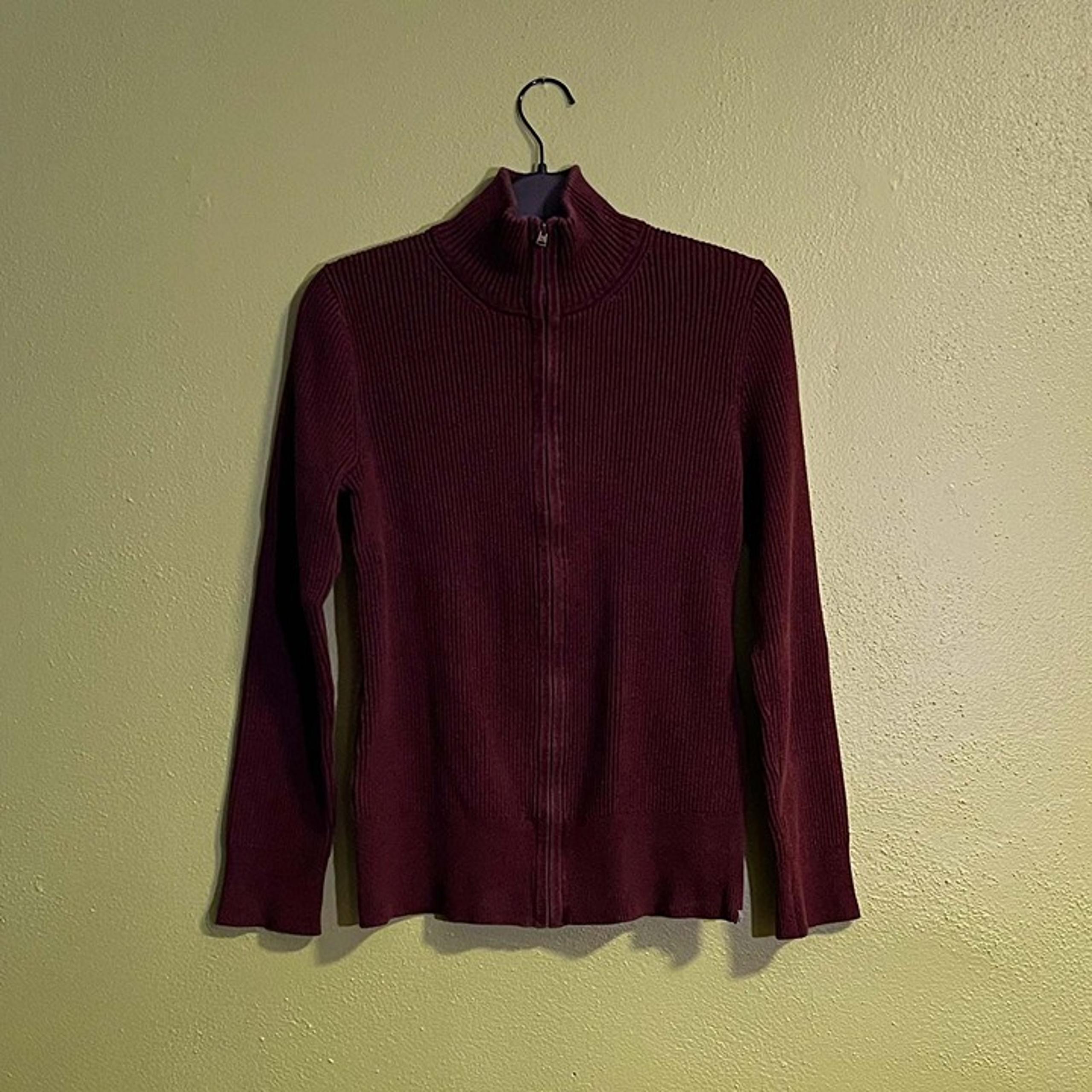Plum Ribbed Zip Sweater – Women’s Medium - Eddie Bauer