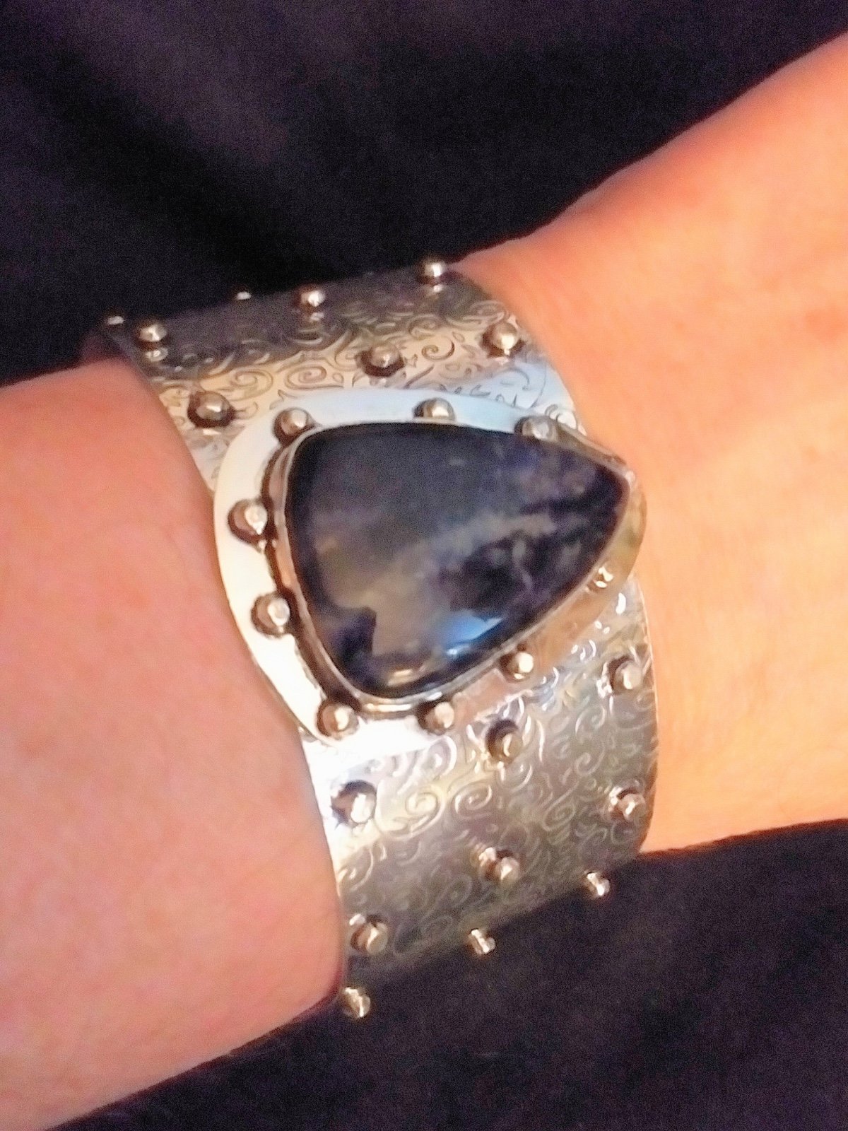 Sodalite 925 Sterling Silver Cuff Bracelet