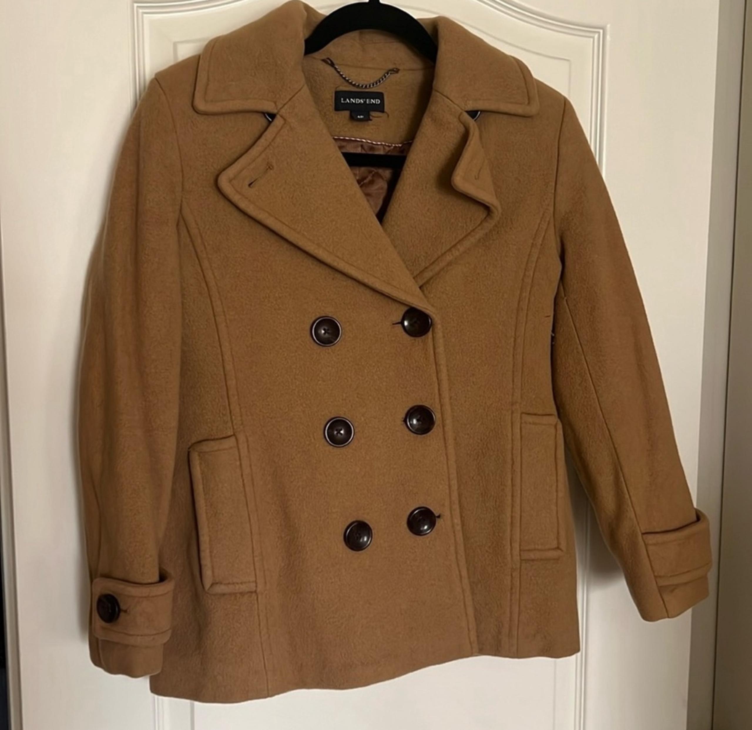Lands end double breasted pea coat jacket