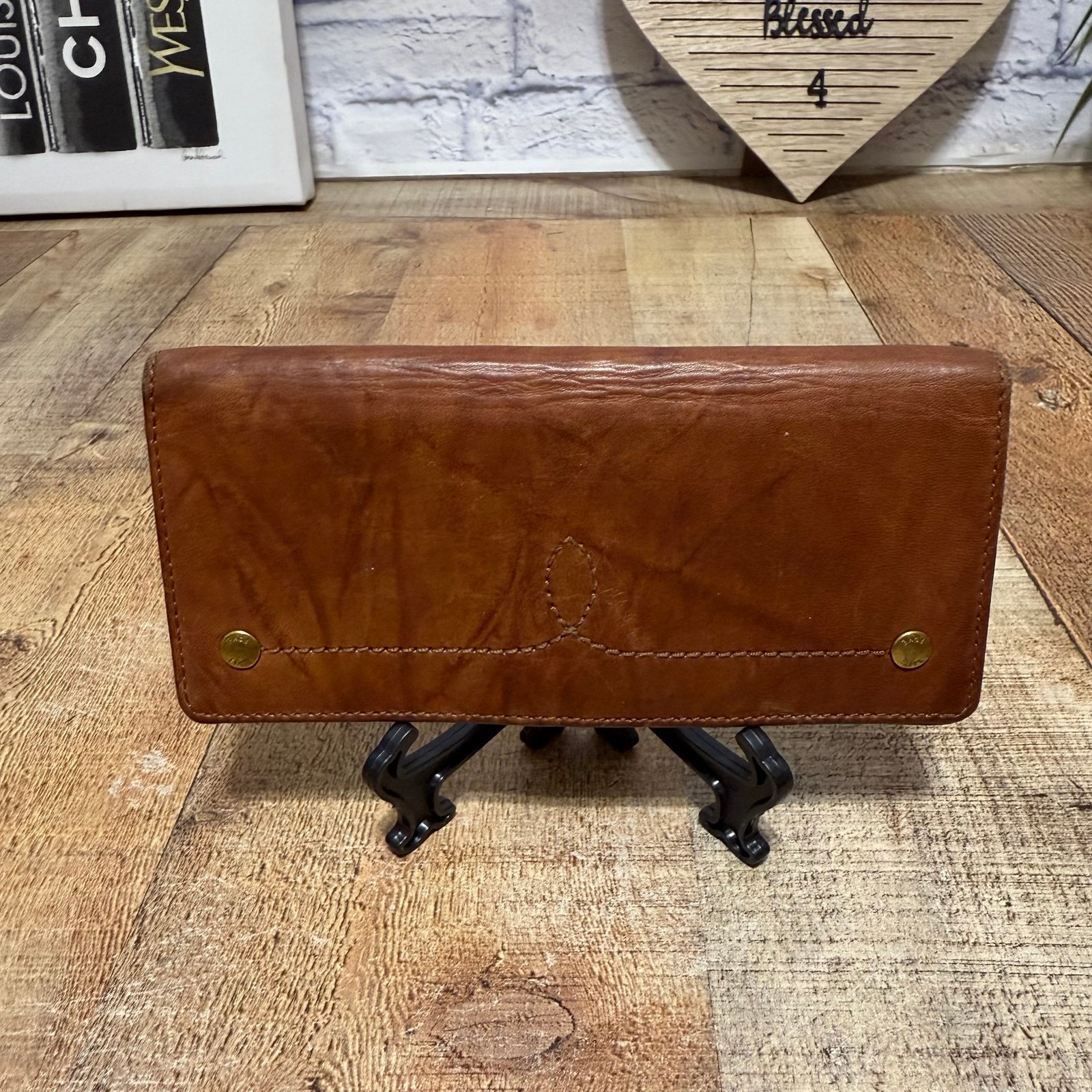 FRYE Campus Rivet Slim Wallet leather Color is saddle Pre owned good condition