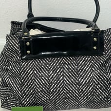 KATE SPADE Black Patent Leather Black & White Chevron Nylon Tote Baby Bag. NWOT