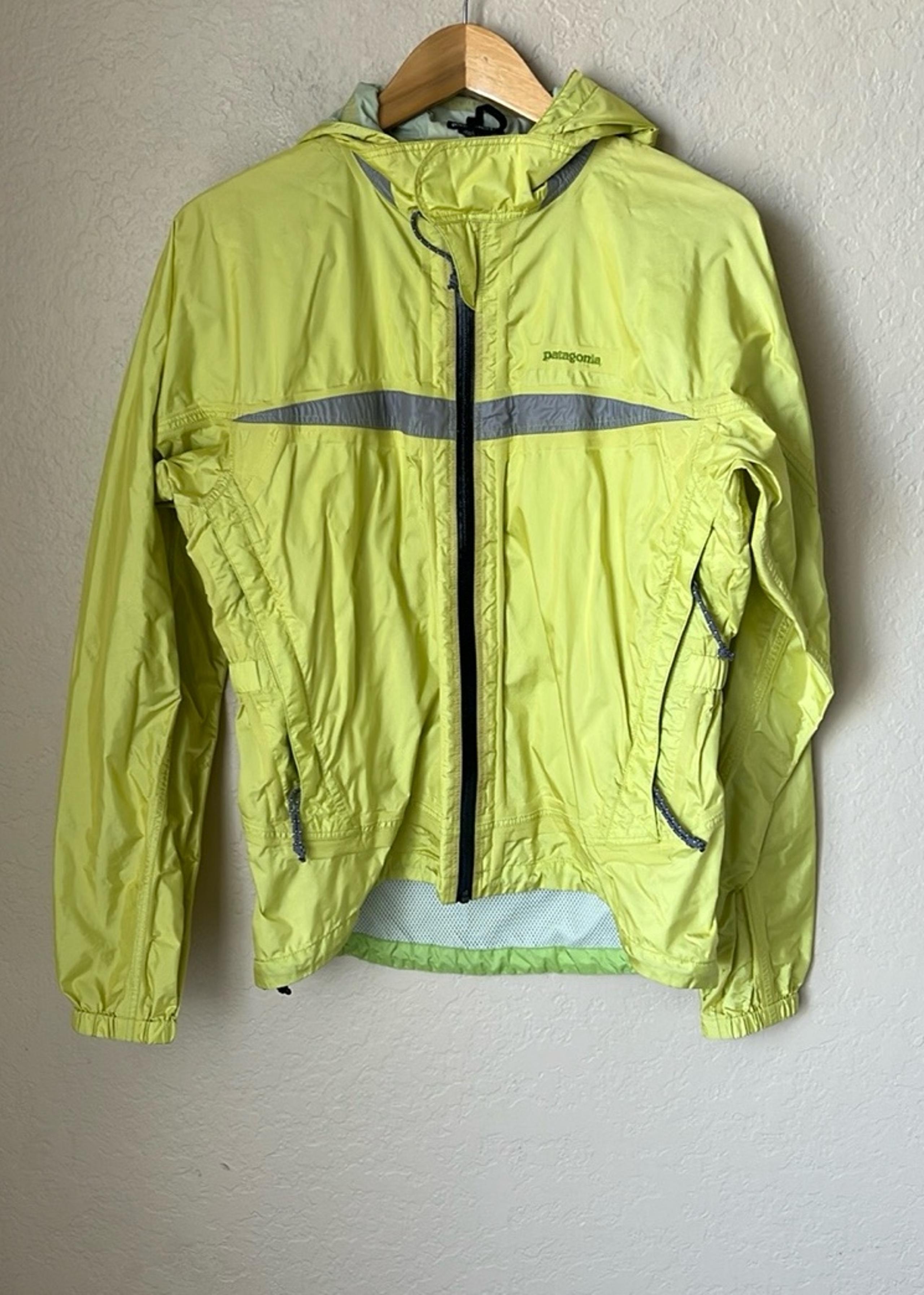 Patagonia neon yellow weatherproof windbreaker jacket