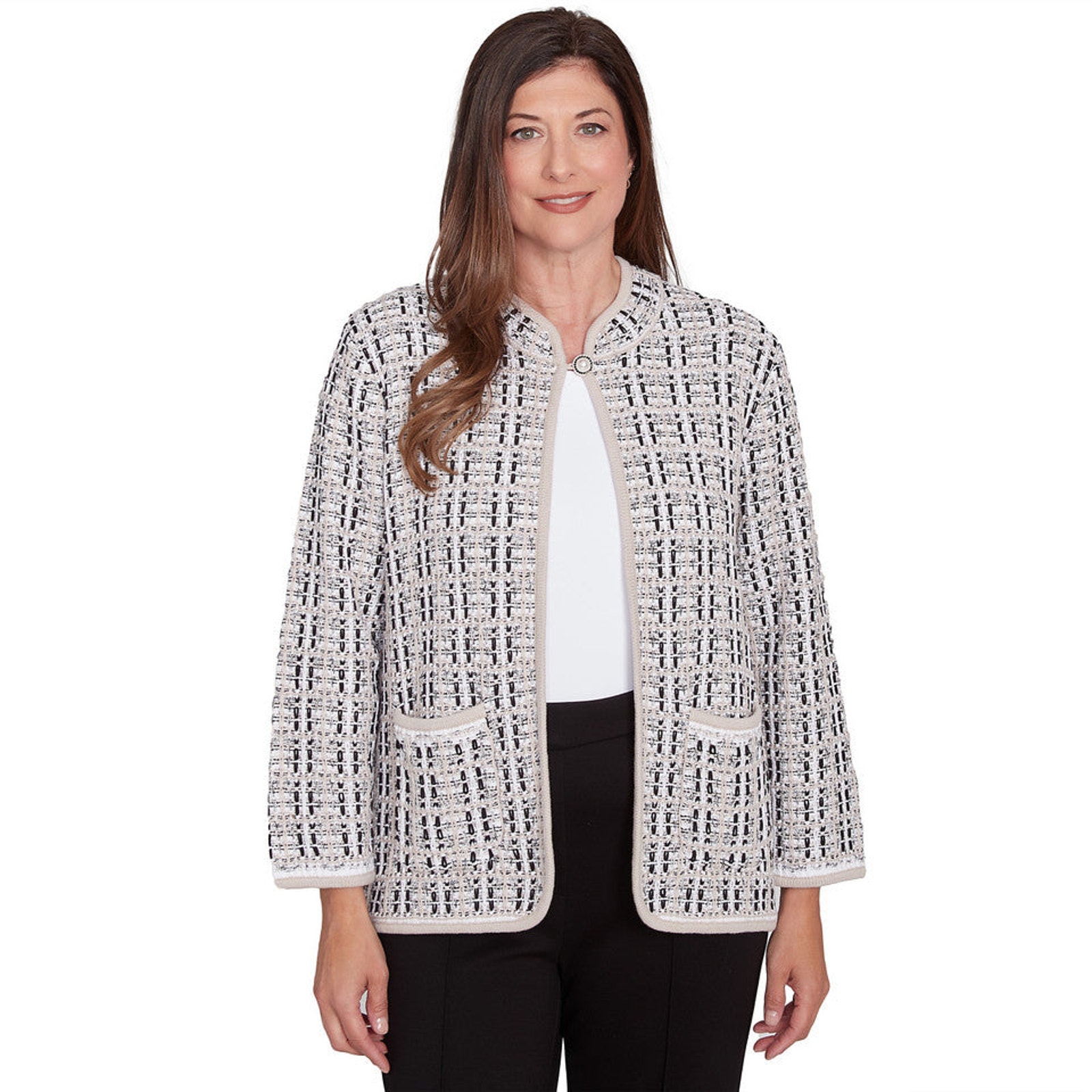 Alfred Dunner Romancing The Stone Lightweight Womens Cropped Jacket, Size S