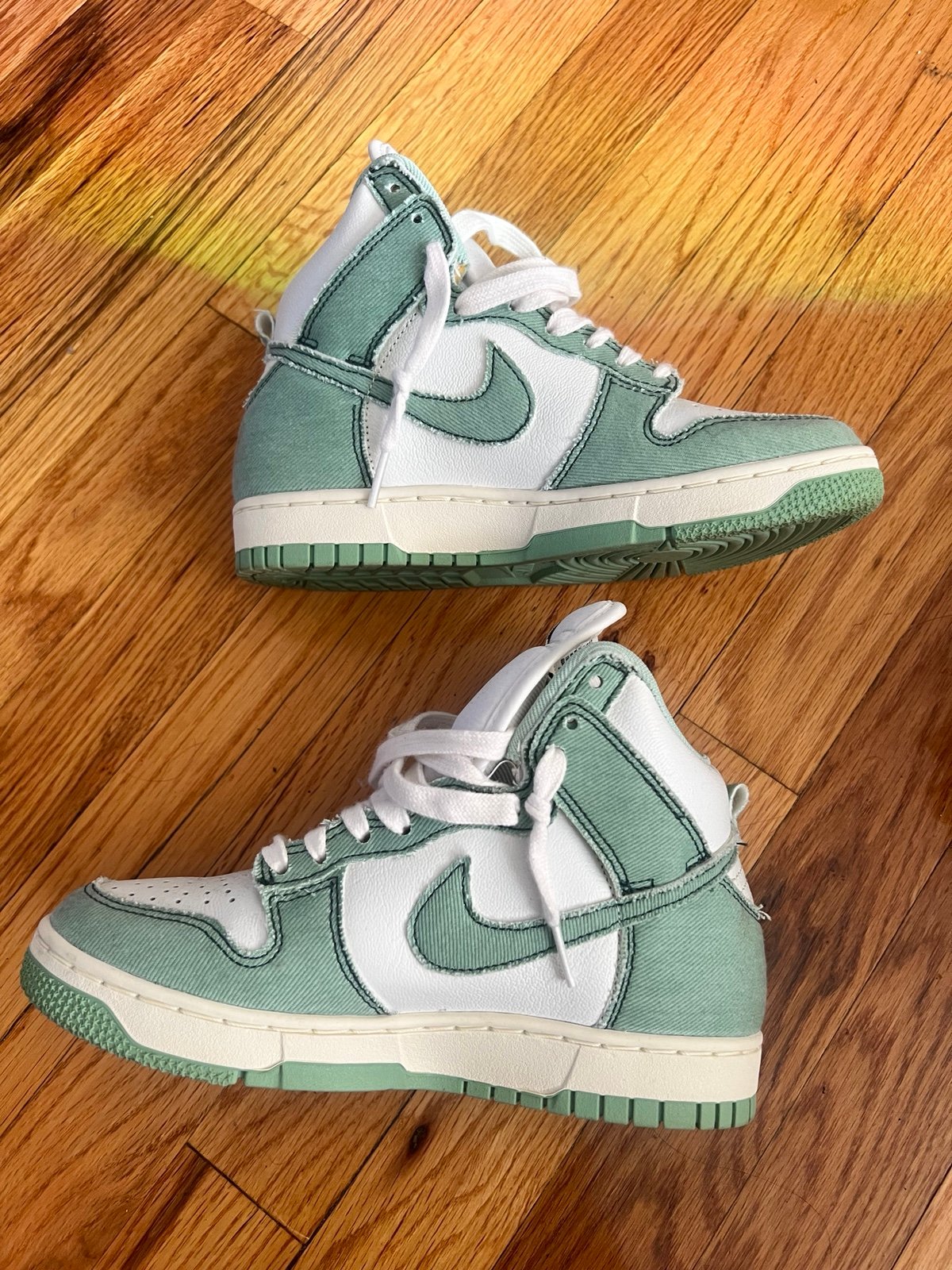 Green Denim Nike Dunks