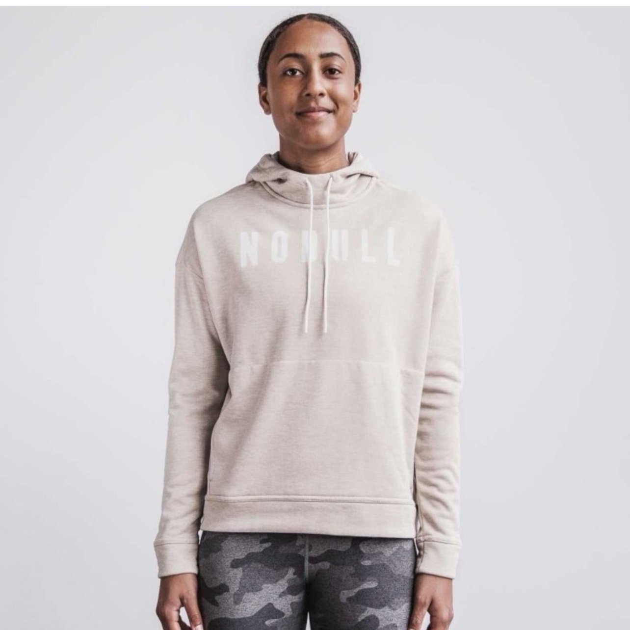 NWT Women's NOBULL Fleece Hoodie Oatmeal Heather XL