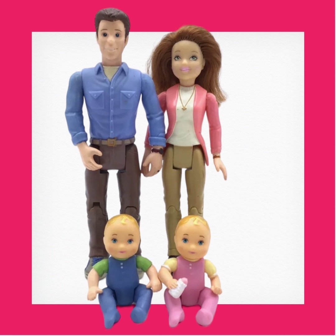 Fisher Price Loving Family Twin Time Doll Figures - Mom, Dad, Boy & Girl Babies