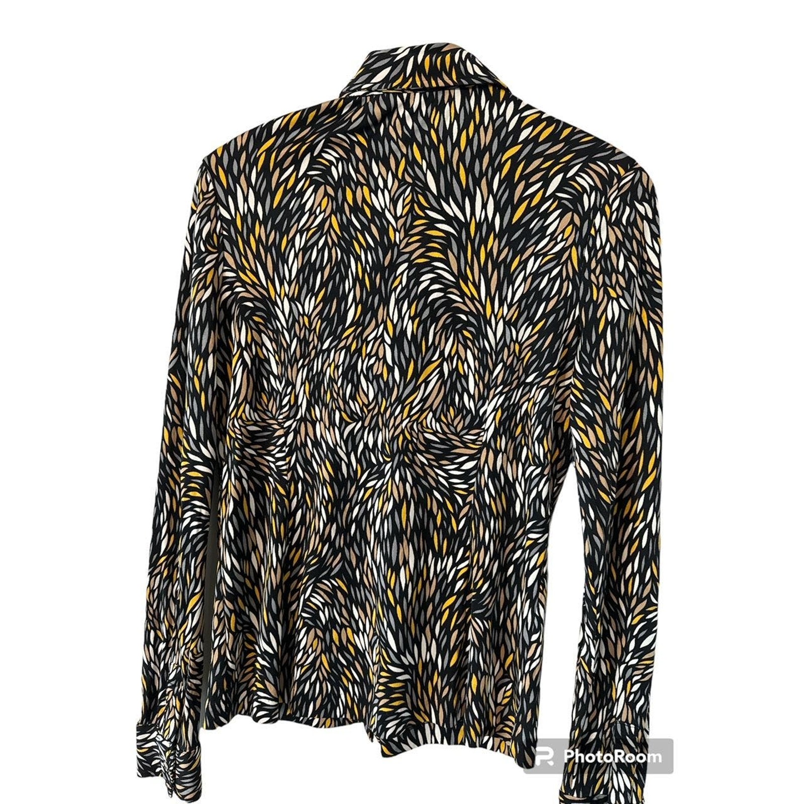 TORY BURCH SILK BUTTON UP ABSTRACT PRINT BLOUSE SHIRT TUNIC SZ S
